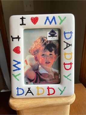 I Love My Daddy Ceramic 3.5" x 5" Fetco Picture Frame Vtg 90s Primary Colors
